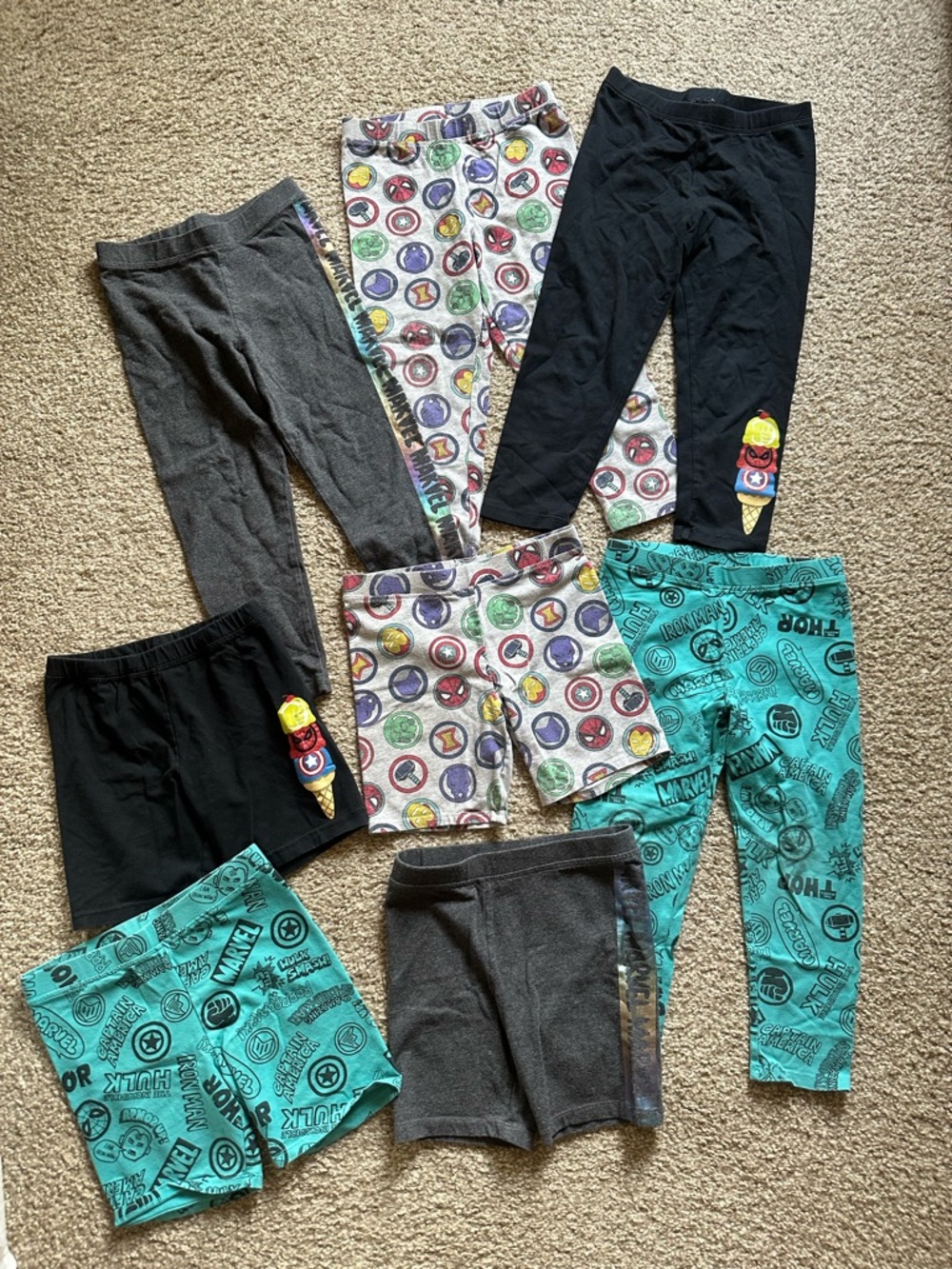 Kids' Assorted Cropped Leggings & Shorts Bundle - Multicolor Marvel